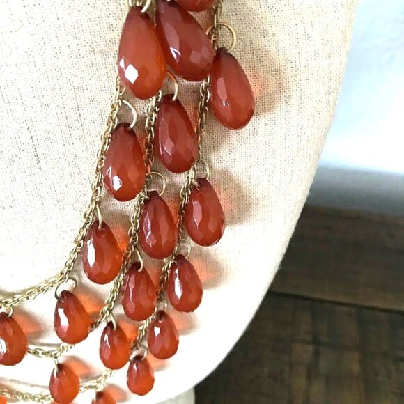 Vintage Robert Rose Multi-Strand Amber Crystal Statement Necklace - Picture 3 of 5